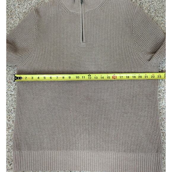 J. Crew Factory Men's Cotton Waffle Knit Tan 1/4 Zip Sweater Size Large - Picture 5 of 9